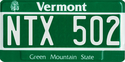 VT license plate NTX502