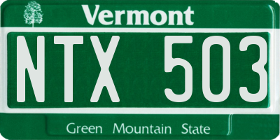 VT license plate NTX503