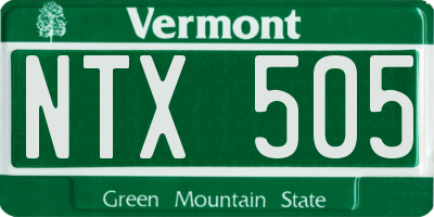 VT license plate NTX505