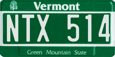 VT license plate NTX514