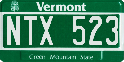 VT license plate NTX523