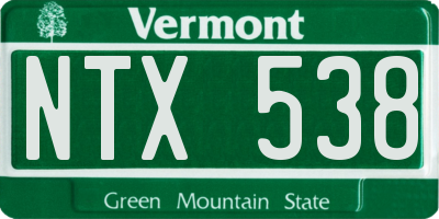 VT license plate NTX538