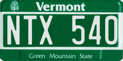 VT license plate NTX540