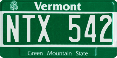 VT license plate NTX542
