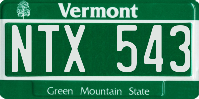 VT license plate NTX543