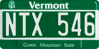 VT license plate NTX546