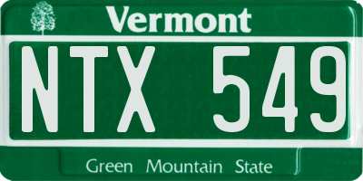 VT license plate NTX549