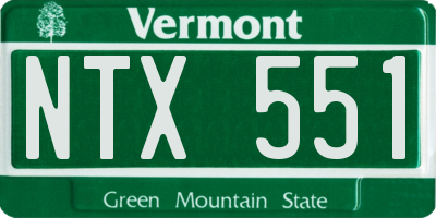 VT license plate NTX551