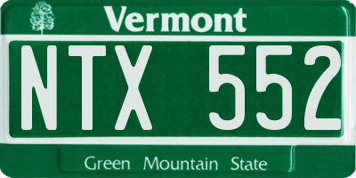 VT license plate NTX552