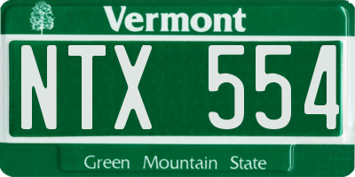 VT license plate NTX554