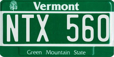 VT license plate NTX560