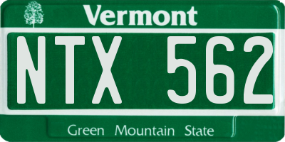 VT license plate NTX562