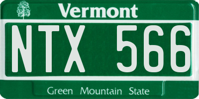 VT license plate NTX566
