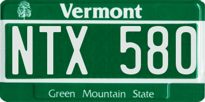 VT license plate NTX580