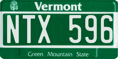 VT license plate NTX596