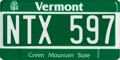 VT license plate NTX597