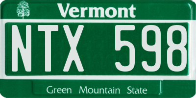 VT license plate NTX598