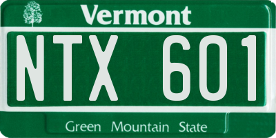 VT license plate NTX601