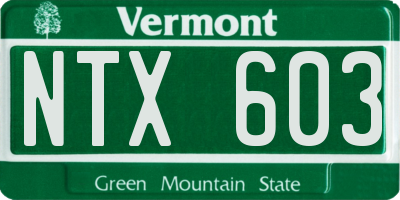 VT license plate NTX603
