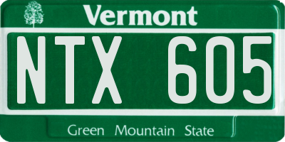 VT license plate NTX605
