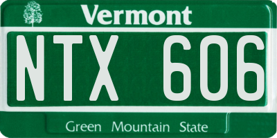 VT license plate NTX606