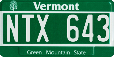 VT license plate NTX643