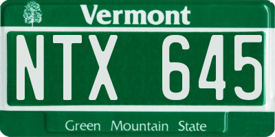 VT license plate NTX645