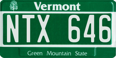 VT license plate NTX646