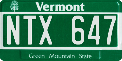 VT license plate NTX647