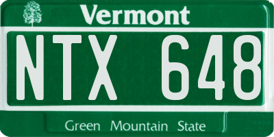 VT license plate NTX648