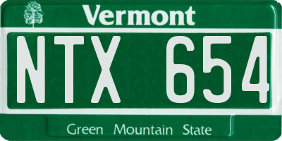 VT license plate NTX654