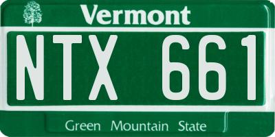 VT license plate NTX661