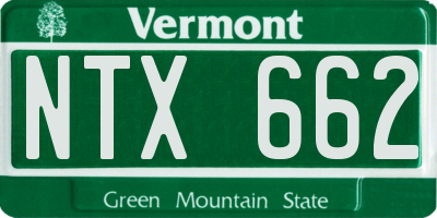 VT license plate NTX662