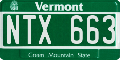 VT license plate NTX663