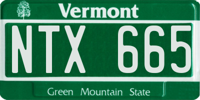 VT license plate NTX665