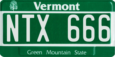 VT license plate NTX666