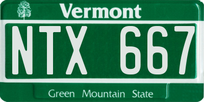 VT license plate NTX667