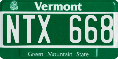 VT license plate NTX668