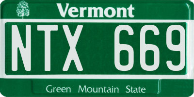 VT license plate NTX669