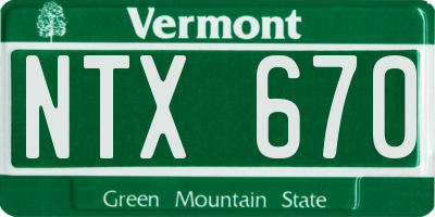VT license plate NTX670