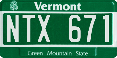 VT license plate NTX671