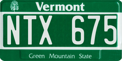 VT license plate NTX675
