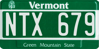 VT license plate NTX679