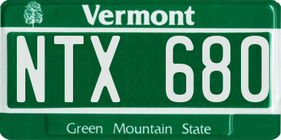 VT license plate NTX680