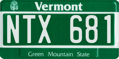 VT license plate NTX681