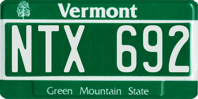 VT license plate NTX692