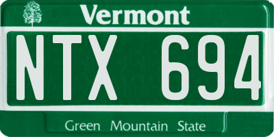 VT license plate NTX694