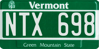 VT license plate NTX698