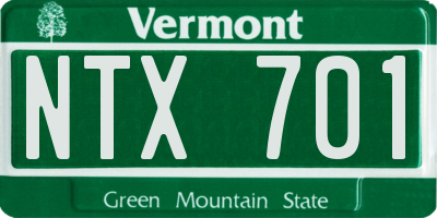 VT license plate NTX701