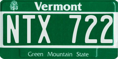 VT license plate NTX722
